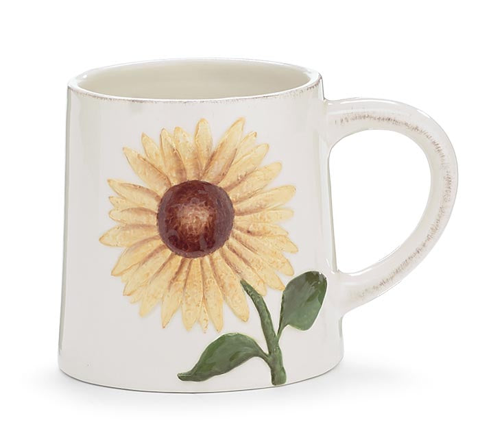 Sunflower beige shops mug handcrafted